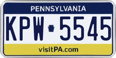 PA license plate KPW5545