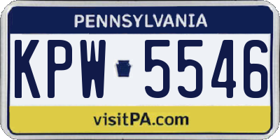 PA license plate KPW5546
