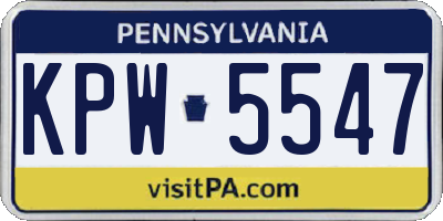 PA license plate KPW5547