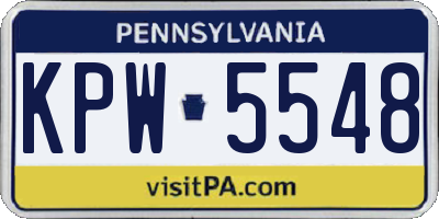 PA license plate KPW5548