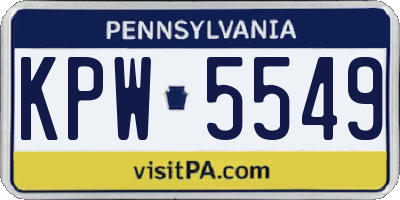 PA license plate KPW5549