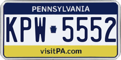 PA license plate KPW5552