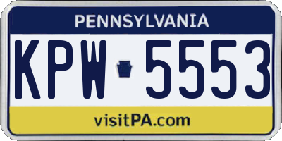 PA license plate KPW5553