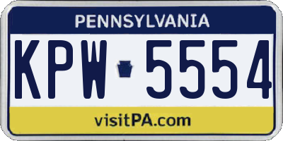PA license plate KPW5554
