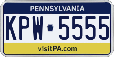PA license plate KPW5555