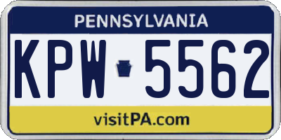 PA license plate KPW5562