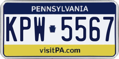 PA license plate KPW5567