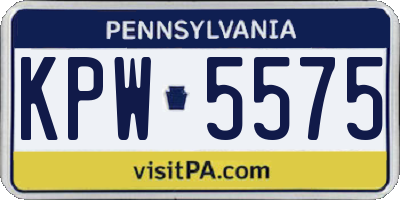 PA license plate KPW5575