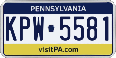 PA license plate KPW5581