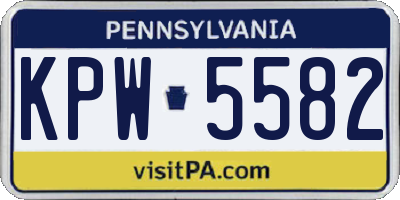 PA license plate KPW5582