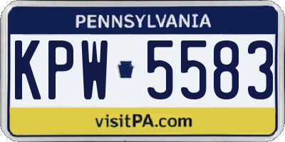 PA license plate KPW5583