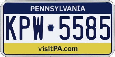 PA license plate KPW5585
