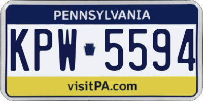 PA license plate KPW5594