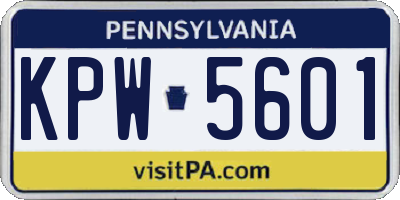 PA license plate KPW5601