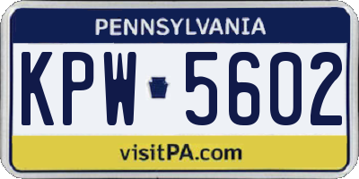 PA license plate KPW5602