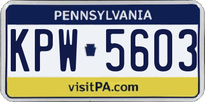 PA license plate KPW5603
