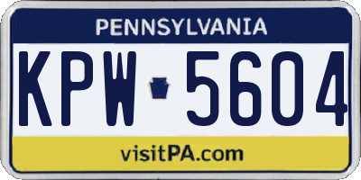 PA license plate KPW5604