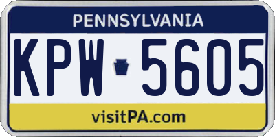 PA license plate KPW5605