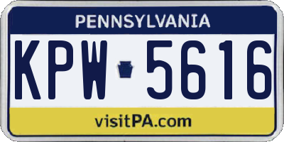 PA license plate KPW5616