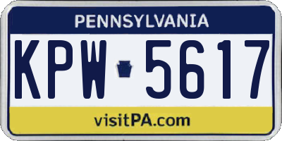 PA license plate KPW5617