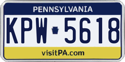 PA license plate KPW5618