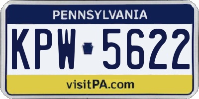 PA license plate KPW5622