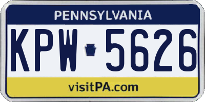 PA license plate KPW5626