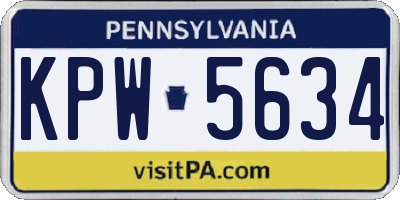PA license plate KPW5634