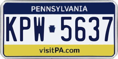 PA license plate KPW5637