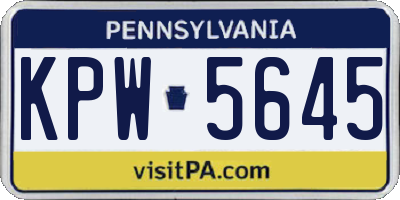PA license plate KPW5645