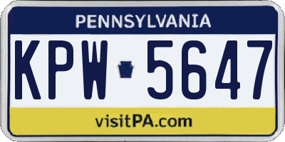 PA license plate KPW5647