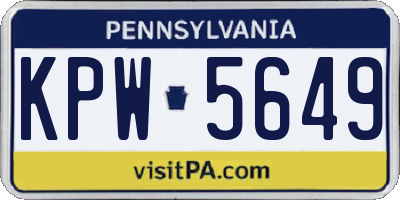 PA license plate KPW5649