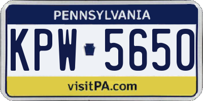 PA license plate KPW5650