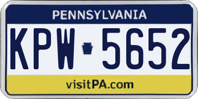 PA license plate KPW5652
