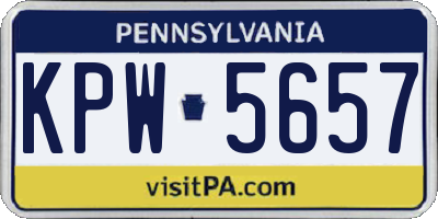 PA license plate KPW5657