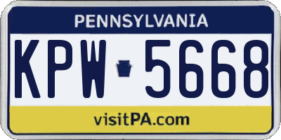PA license plate KPW5668