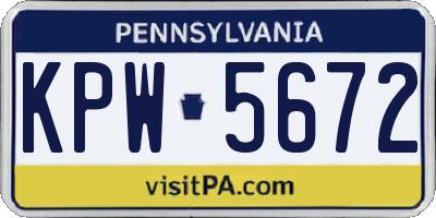 PA license plate KPW5672