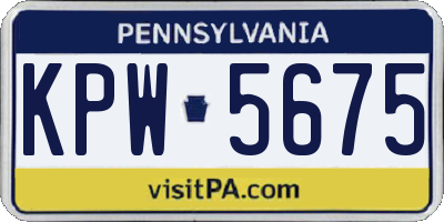 PA license plate KPW5675