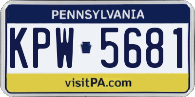 PA license plate KPW5681
