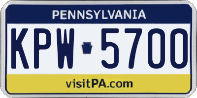 PA license plate KPW5700