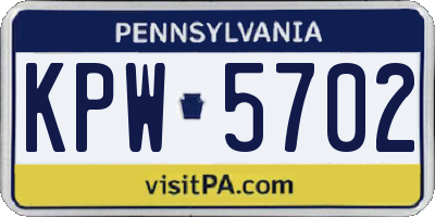 PA license plate KPW5702