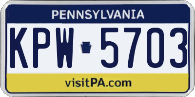 PA license plate KPW5703