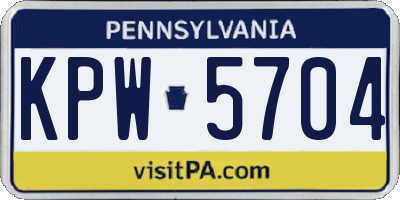 PA license plate KPW5704