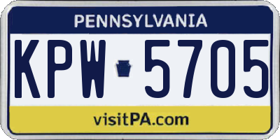PA license plate KPW5705