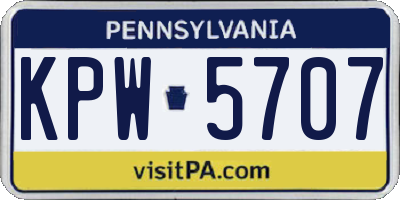 PA license plate KPW5707