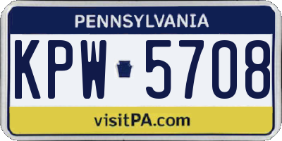 PA license plate KPW5708
