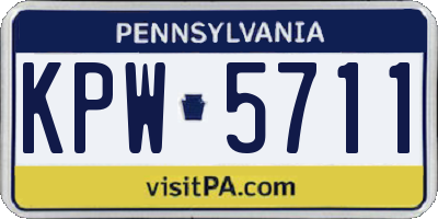 PA license plate KPW5711