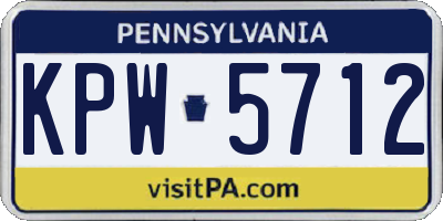 PA license plate KPW5712