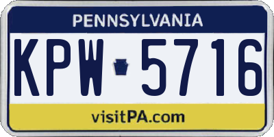 PA license plate KPW5716