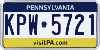 PA license plate KPW5721